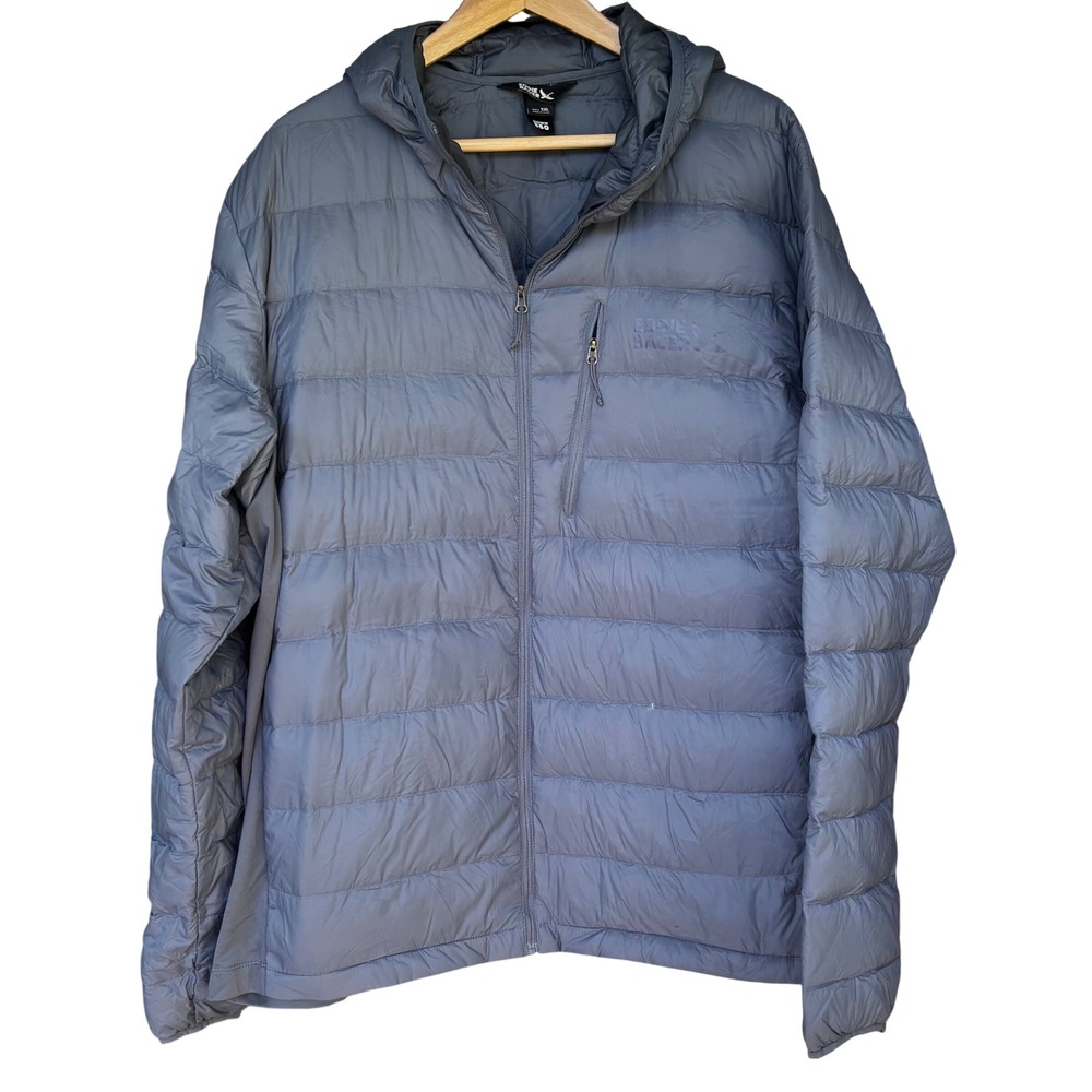 Eddie Bauer Men's 2XL Blue 550 Down Hooded Jacket Coat Packable Lightweight XXL